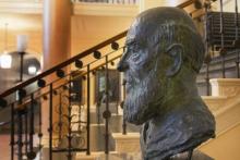 Bust of George Atherton in the Old Main lobby.